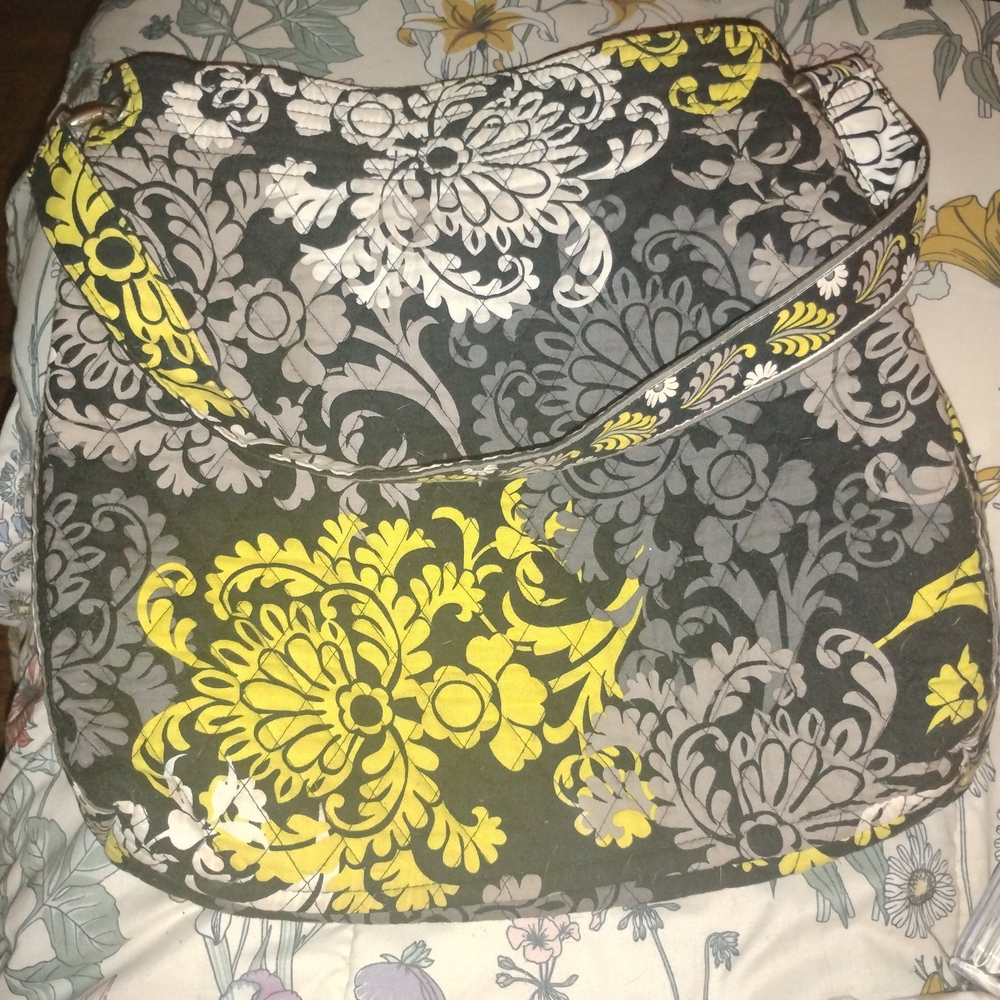 Vera Bradley Gray and Yellow Floral Tote